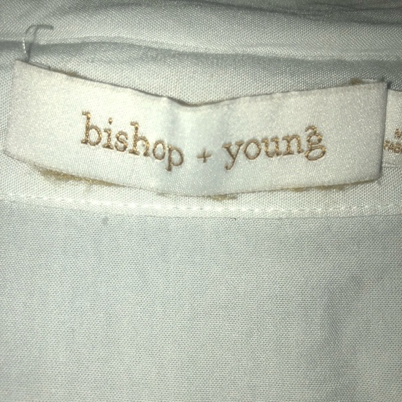Bishop + Young -L- Crisp White Shirt elastic back- full sleeve- new or like new - Picture 4 of 14